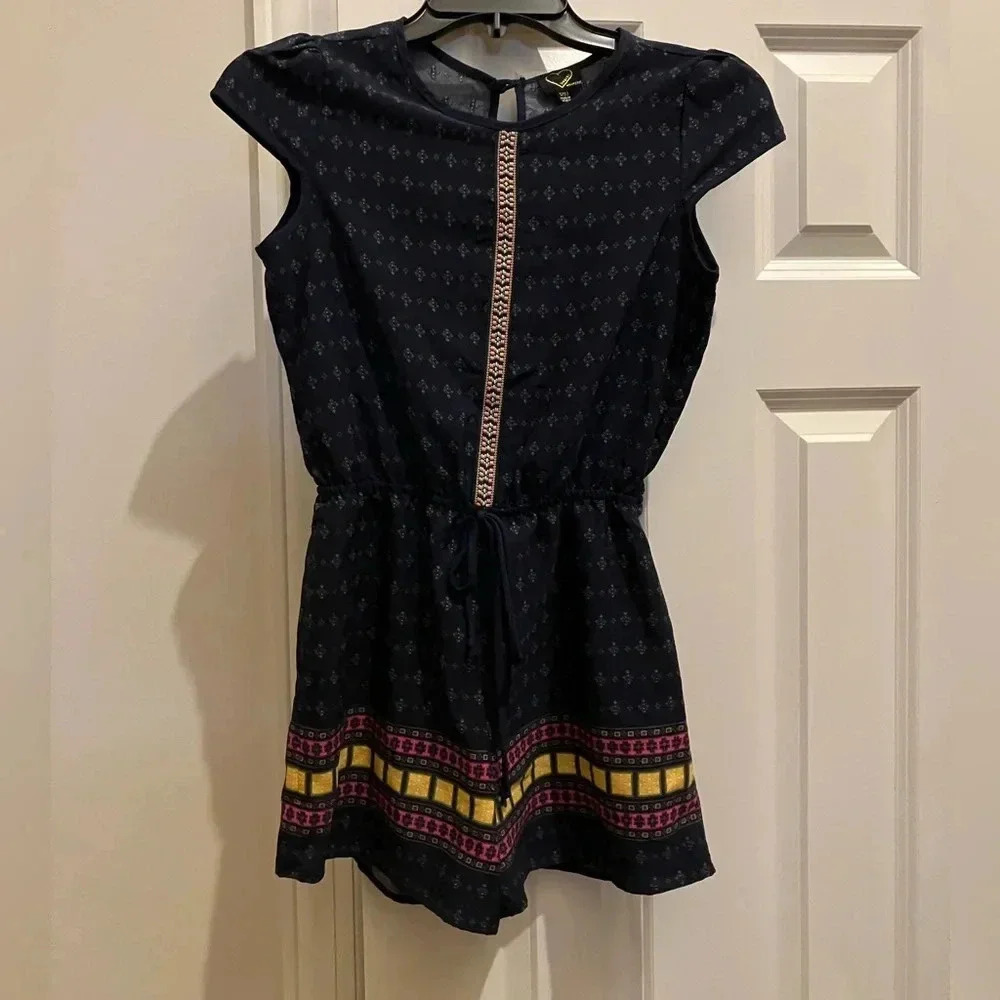Monteau Girls Navy Romper (12, Large)
